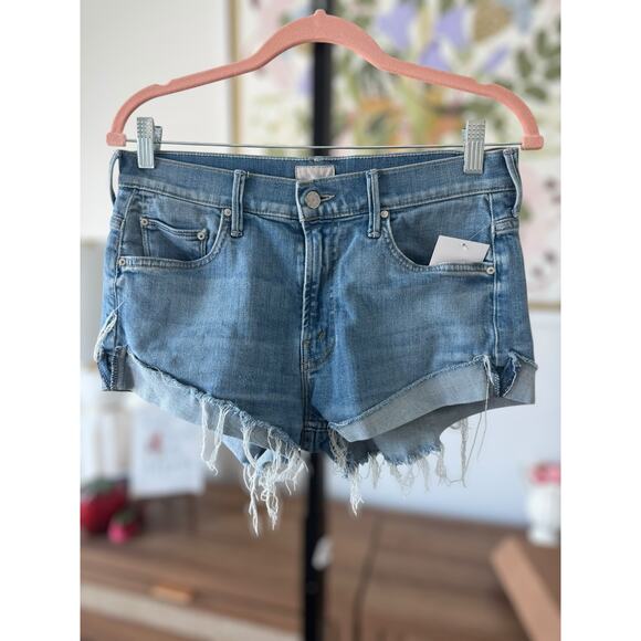Mother Mid Rise Rascal Slit Flip Cutoff Jean Short One Smart Cookie Womens Sz 26 - Picture 3 of 11